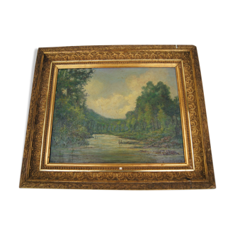 French School 19th - Landscape - Oil on panel - framed