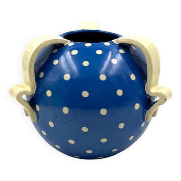 Vase Art Déco en céramique bleue, Rometti, Umbertide Italie années 1930