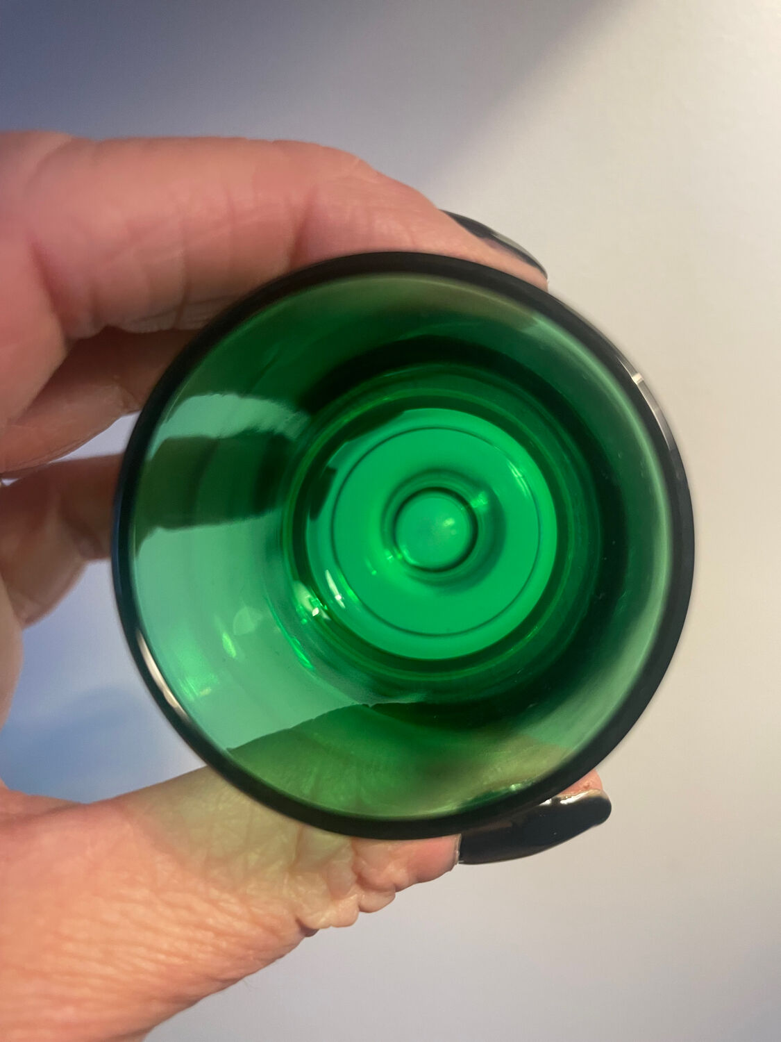 3 two-coloured green digestif glasses Luminarc