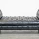 Black chesterfield daybed made of cowhide