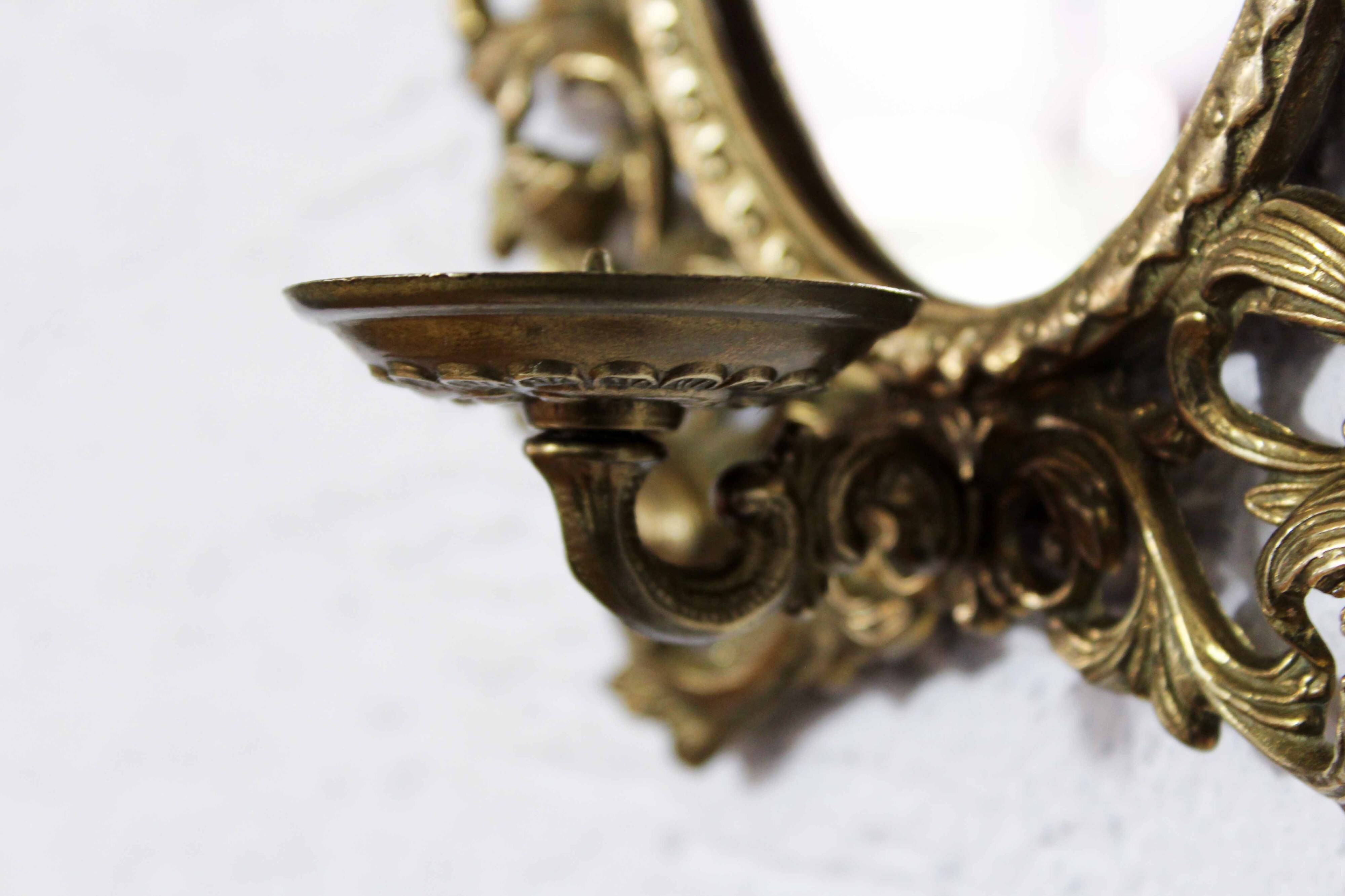 Miroir en laiton avec bougeoir