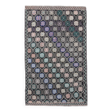 Blue & Black Handmade Wool Kilim Rug, 194x305Cm