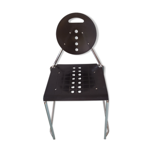 Chaise de bureau  Ségis italien années 80 noire chromé