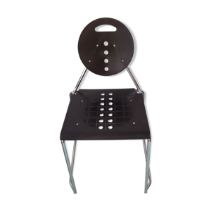 Chaise de bureau Ségis italien années 80 noire chromé