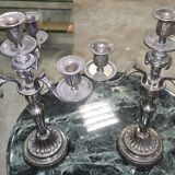 Pair of silver-plated candelabra – Louis XVI style –