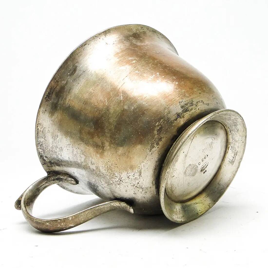 Art Deco bouillon cup, silver-plated brass, Norblin, Poland, 1930s