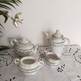 Service à thé et à café en porcelaine anglaise  , vert et or