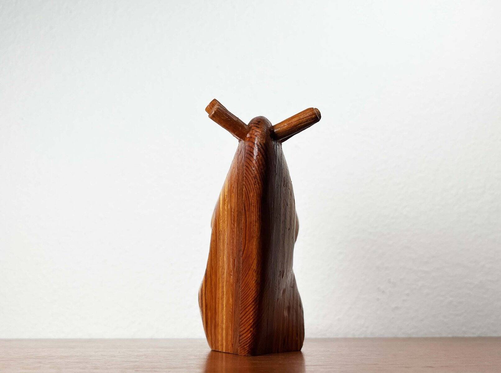 Large Danish carved wooden snail sculpture from the mid-century, 1960s.