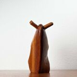 Large Danish carved wooden snail sculpture from the mid-century, 1960s.