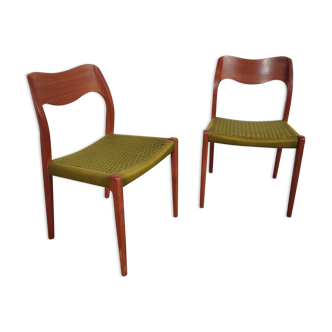 Paire de chaises modèle 71 de Niels Möller, Danemark années 60