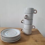 Set of 5 cups and 5 saucers Sarreguemines France