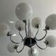 Space age chandelier in opaline and chrome metal