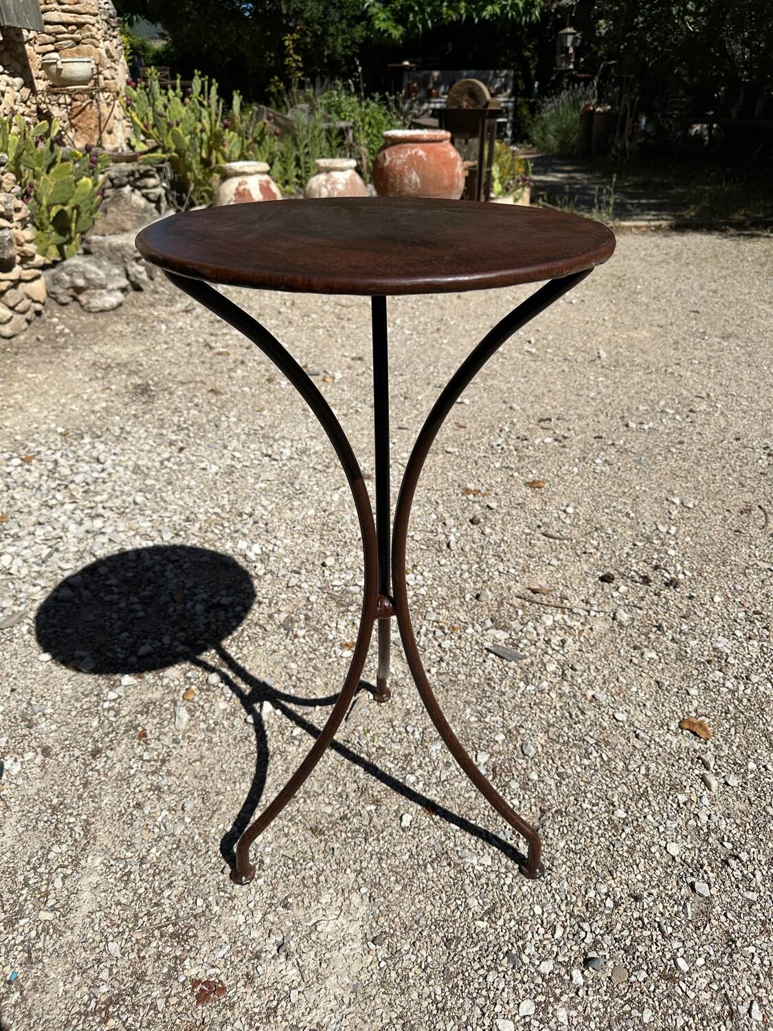 Handcrafted wrought iron pedestal table