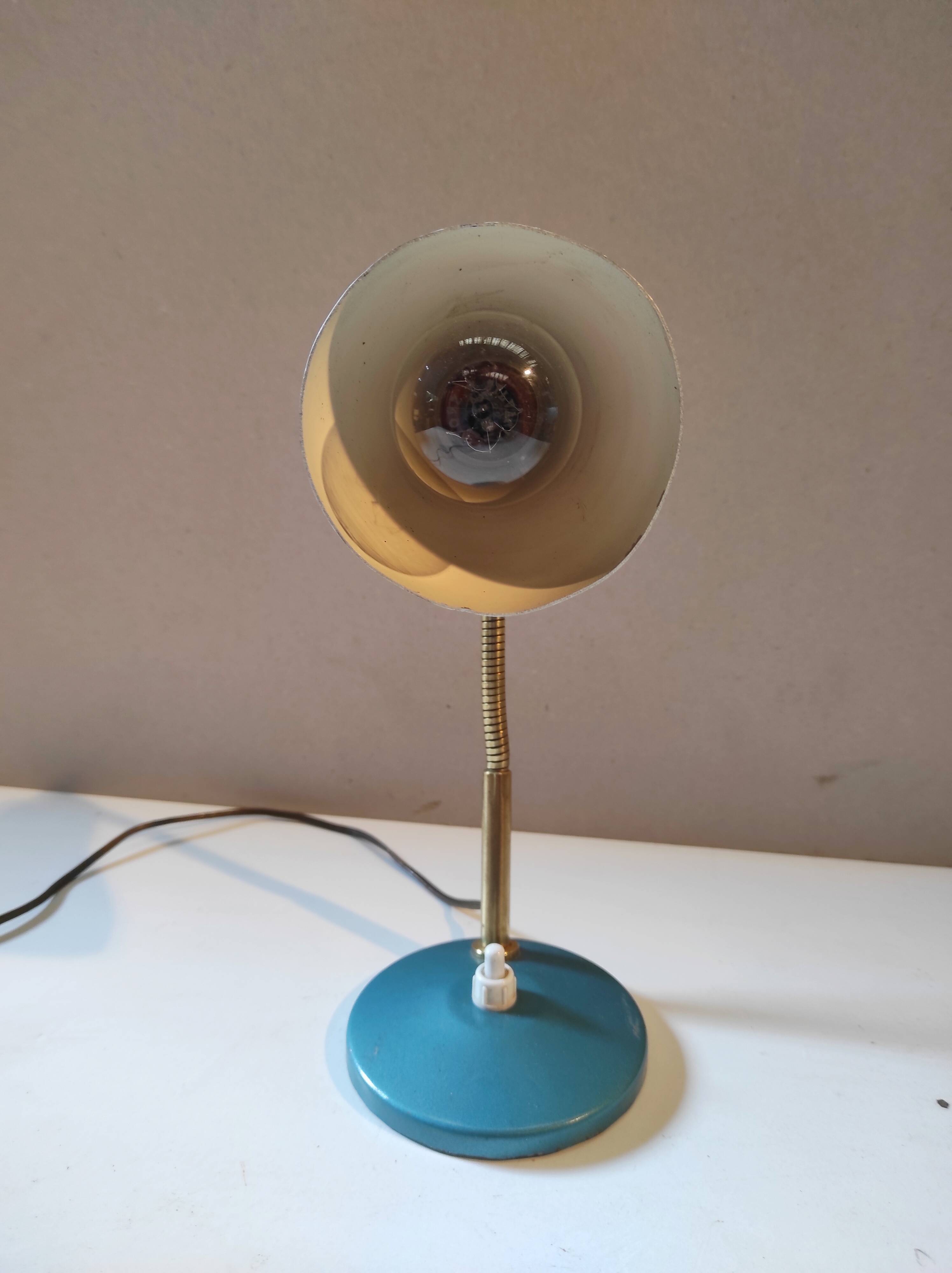 Lampe de bureau vintage Aluminor bleue