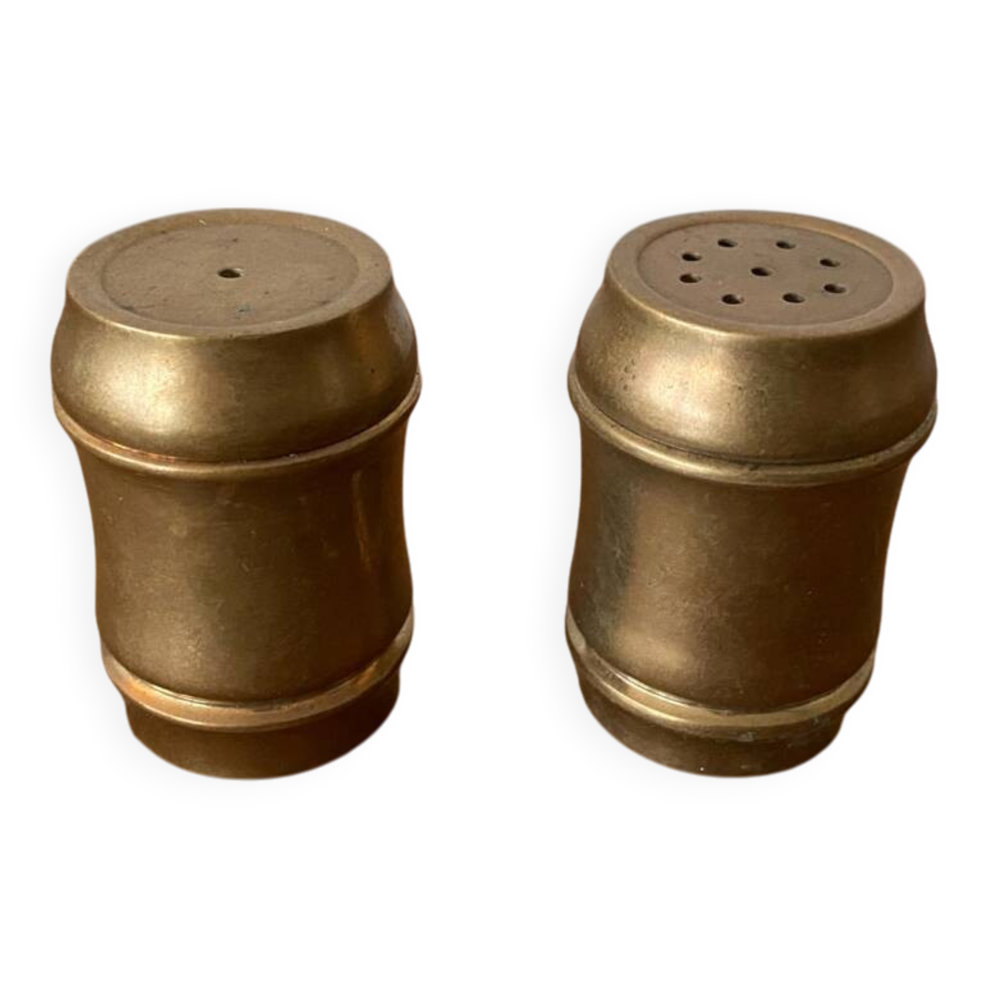 Antique Vintage Brass Salt Pepper Shaker Set
