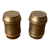 Ancien Service Salière Poivrière Laiton Vintage