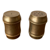 Ancien Service Salière Poivrière Laiton Vintage