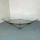 Table Basse Moderniste Furtive en Acier et Verre, Italie, années 1980