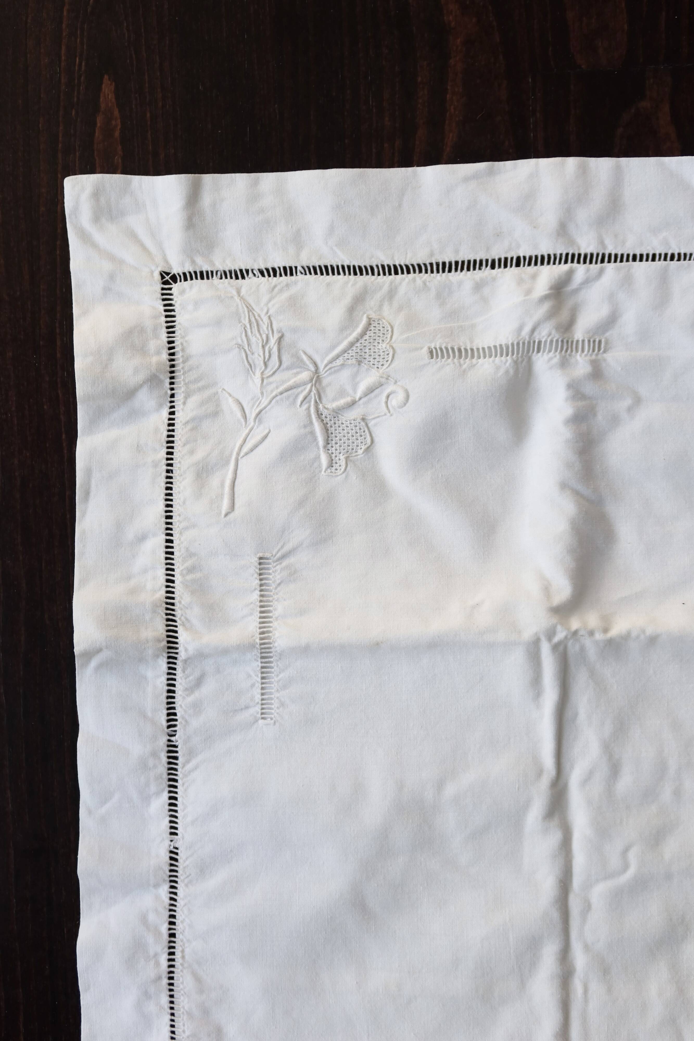 Antique embroidered pillowcase