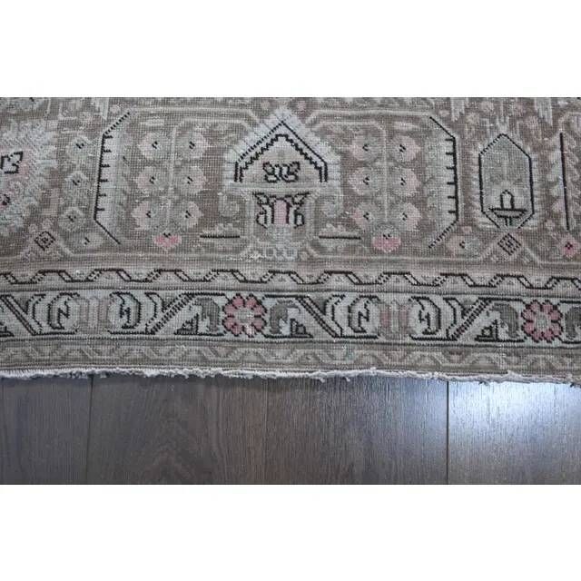 1960s Vintage Persian Handmade Wool Cotton Light Pink Area Rug 285x388