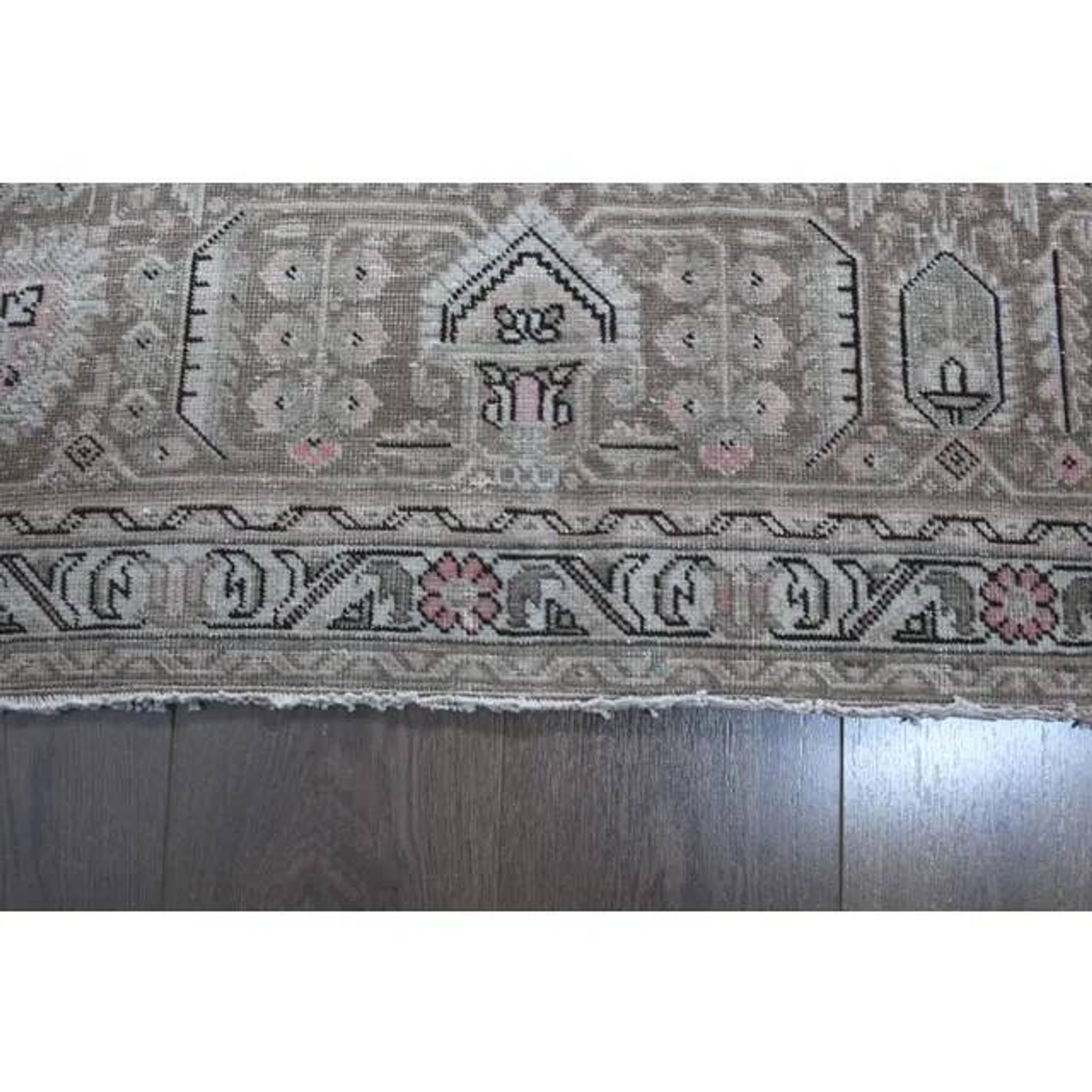 1960s Vintage Persian Handmade Wool Cotton Light Pink Area Rug 285x388