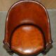 Fauteuil de bureau Édouardien 1910 en cuir et chêne sculpté
