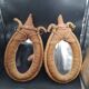 Pair of large oval rope and leather mirrors, very good condition, 1950s