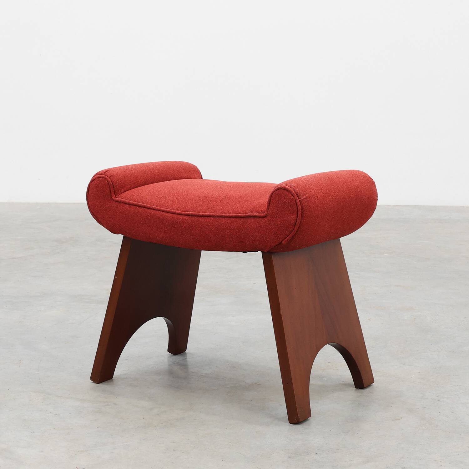 Art Deco Red Reupholstered Stool, Belgium ca. 1920