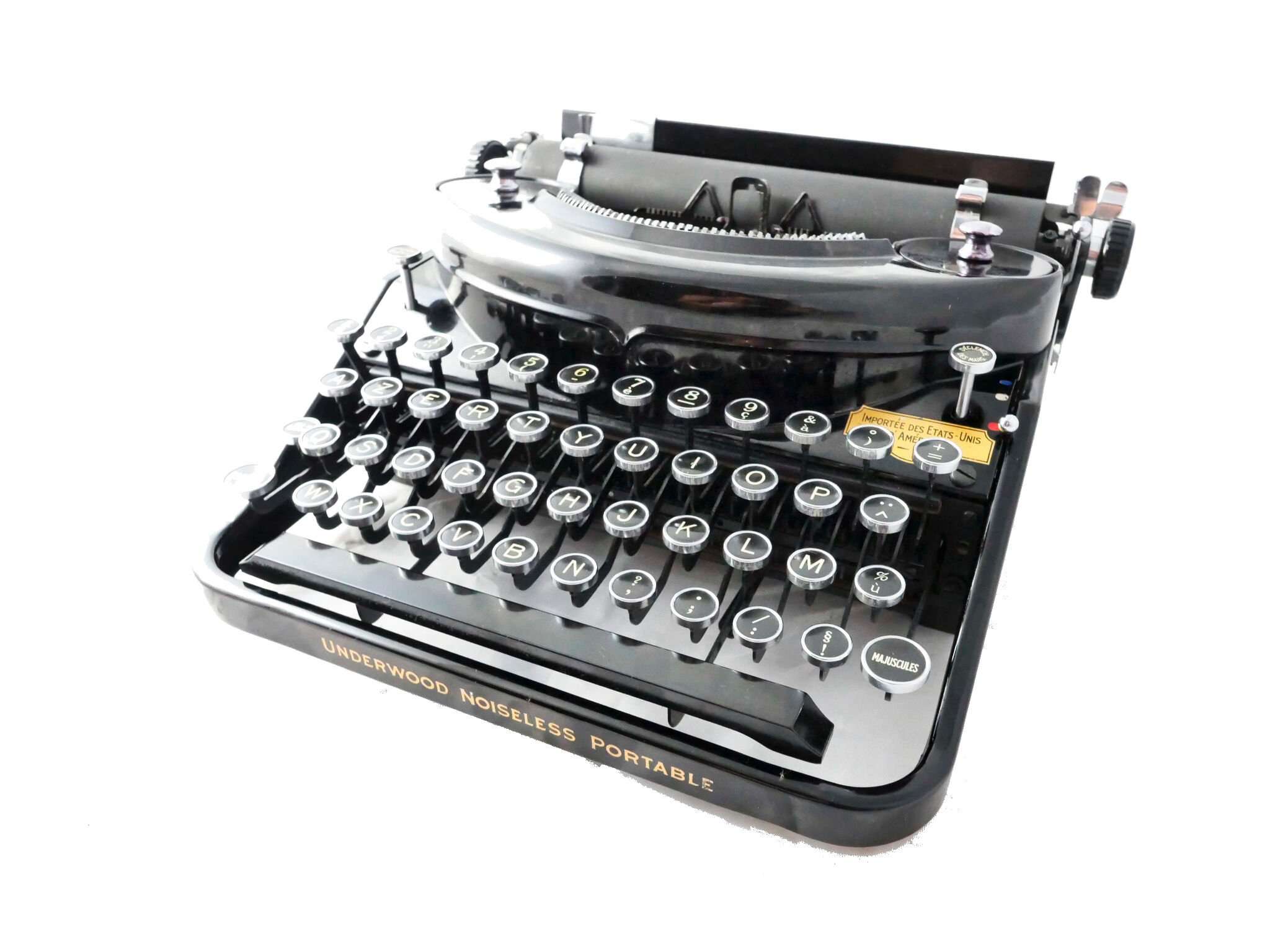 Underwood Noiseless black portable typewriter from 1935 revised new ribbon USA