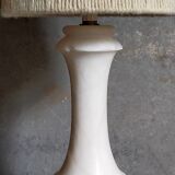 Alabaster table lamp, baluster foot, virgin wool lampshade