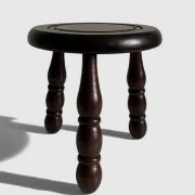 French Art Deco Tripod Stool in Chestnut, Attributed to Dudouyt, 1940s