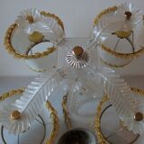 Old chandelier 4 lights plastic sheet and lampshade vintage lighting