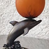 Dolphin night light globe orange glass paste