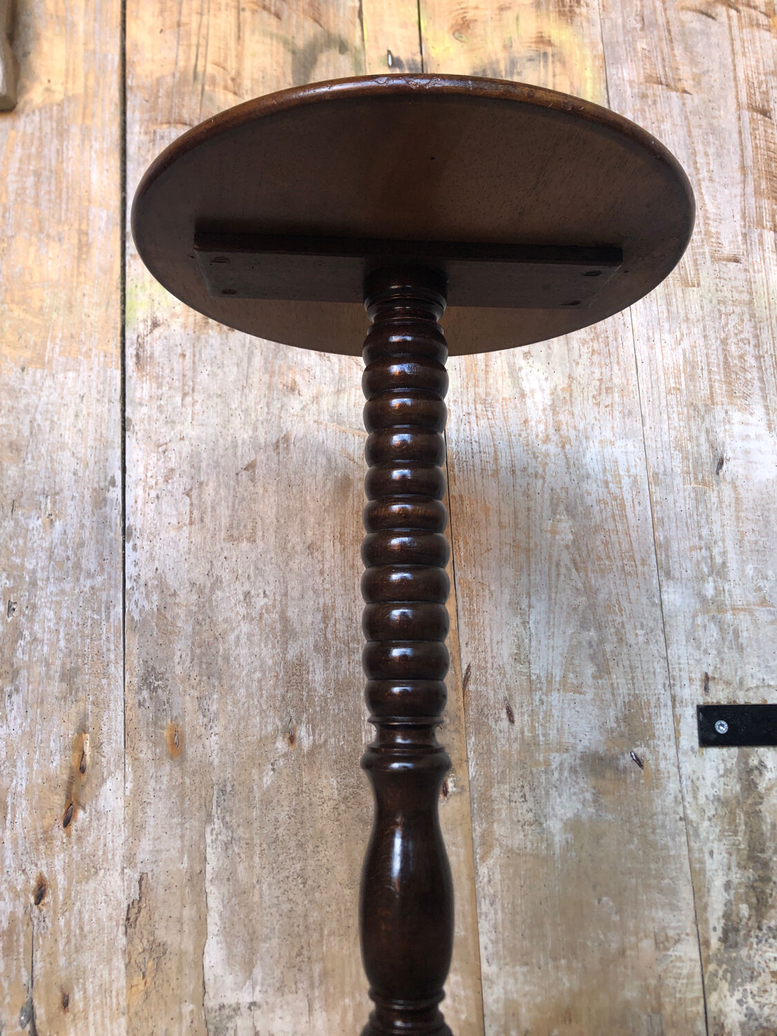 Sellette table appoint tripode bois tourné vintage