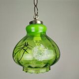Green glass farmhouse hanging lamp