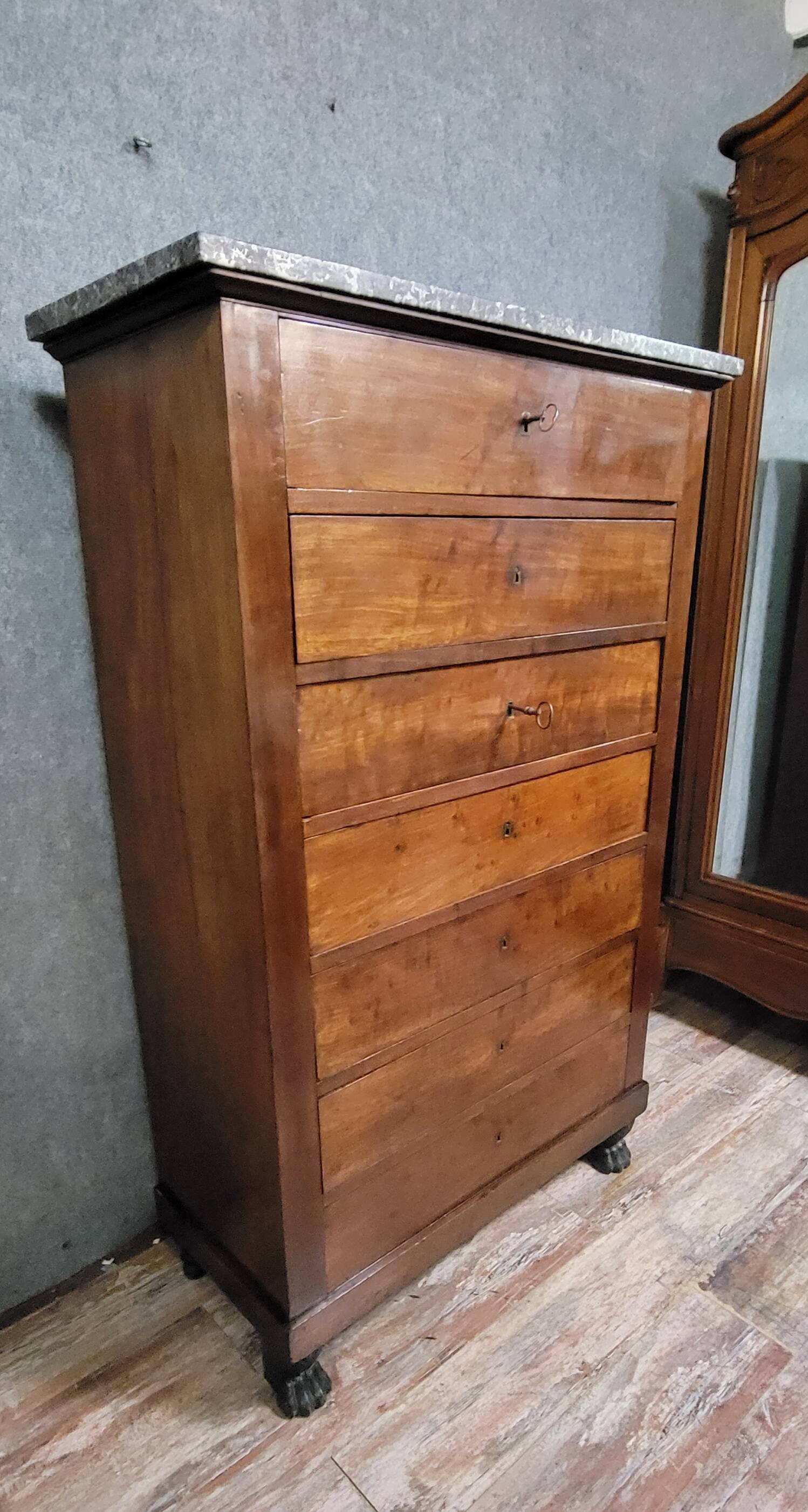 Six-drawer chest of drawers or chiffonnier, Empire / Restoration period