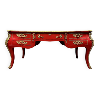 monumental curved Louis XV style center desk in lacquer