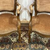Paire de fauteuils de style Louis XV en hêtre du XXème