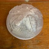 Plafonnier applique ancienne verre moulé + support metal blanc vintage