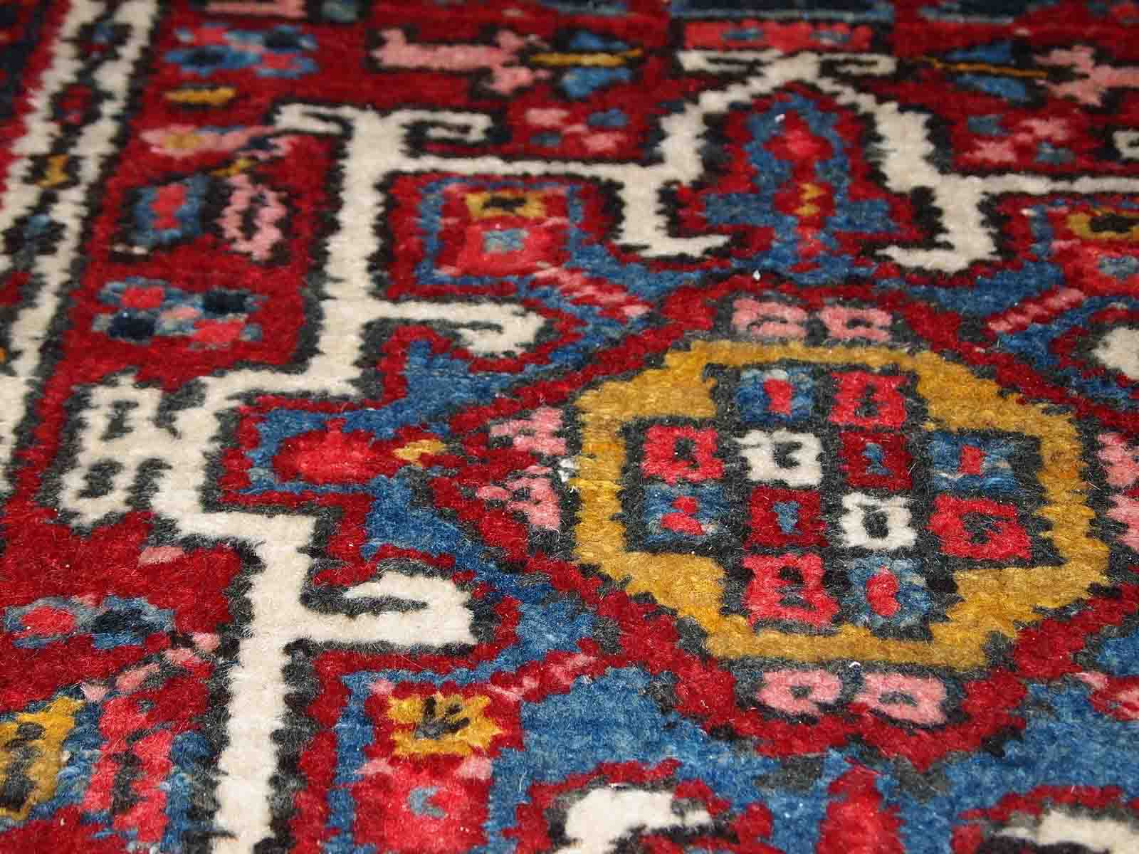 Ancient persian carpet karajeh handmade 66cm x 110cm 1920s, 1c745