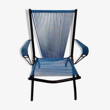 Adult folding armchair scoubidou years 50/60 André Monpoix