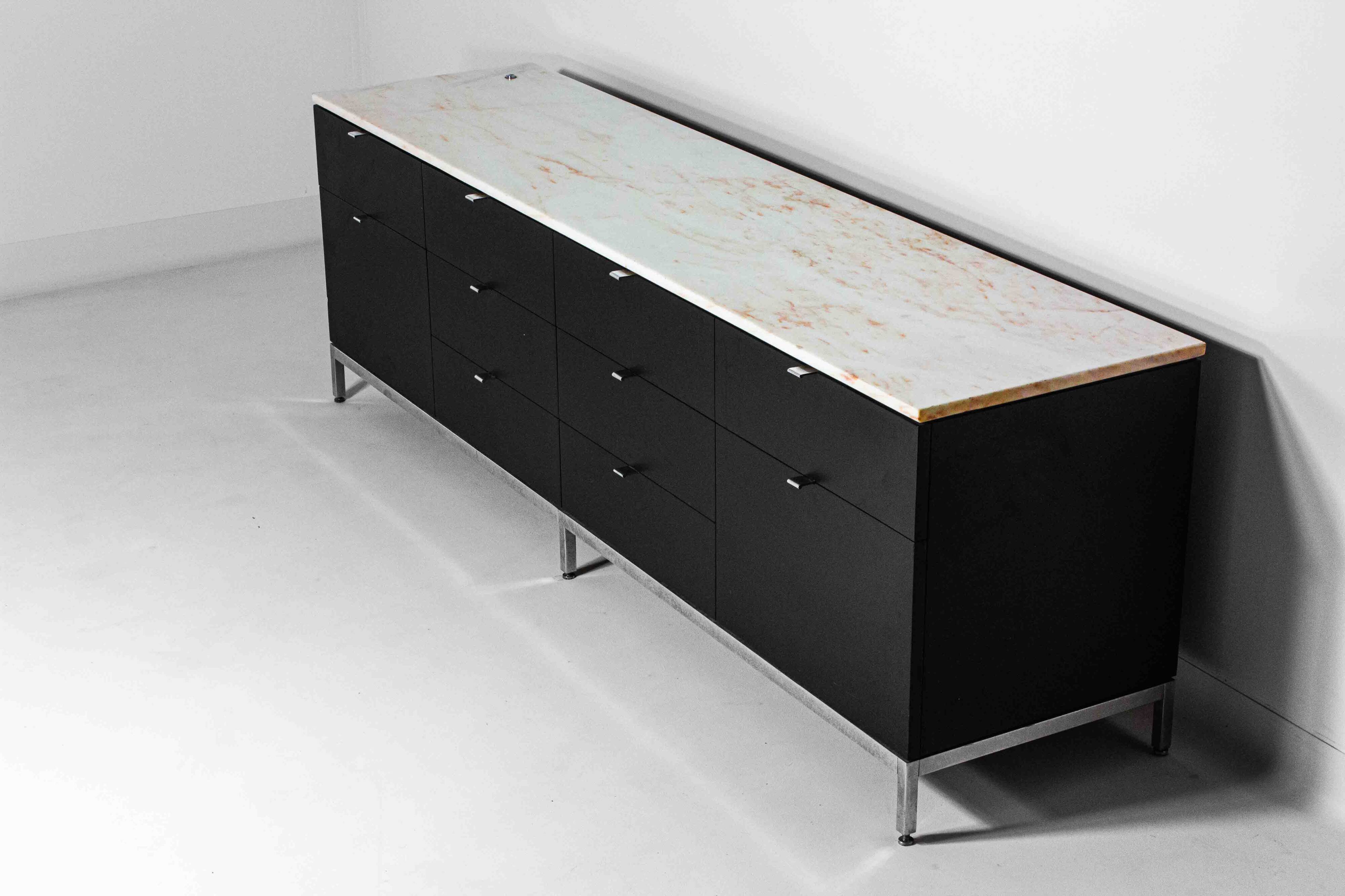 Executive sideboard by Florence Knoll with 'rosé aurore' marble top