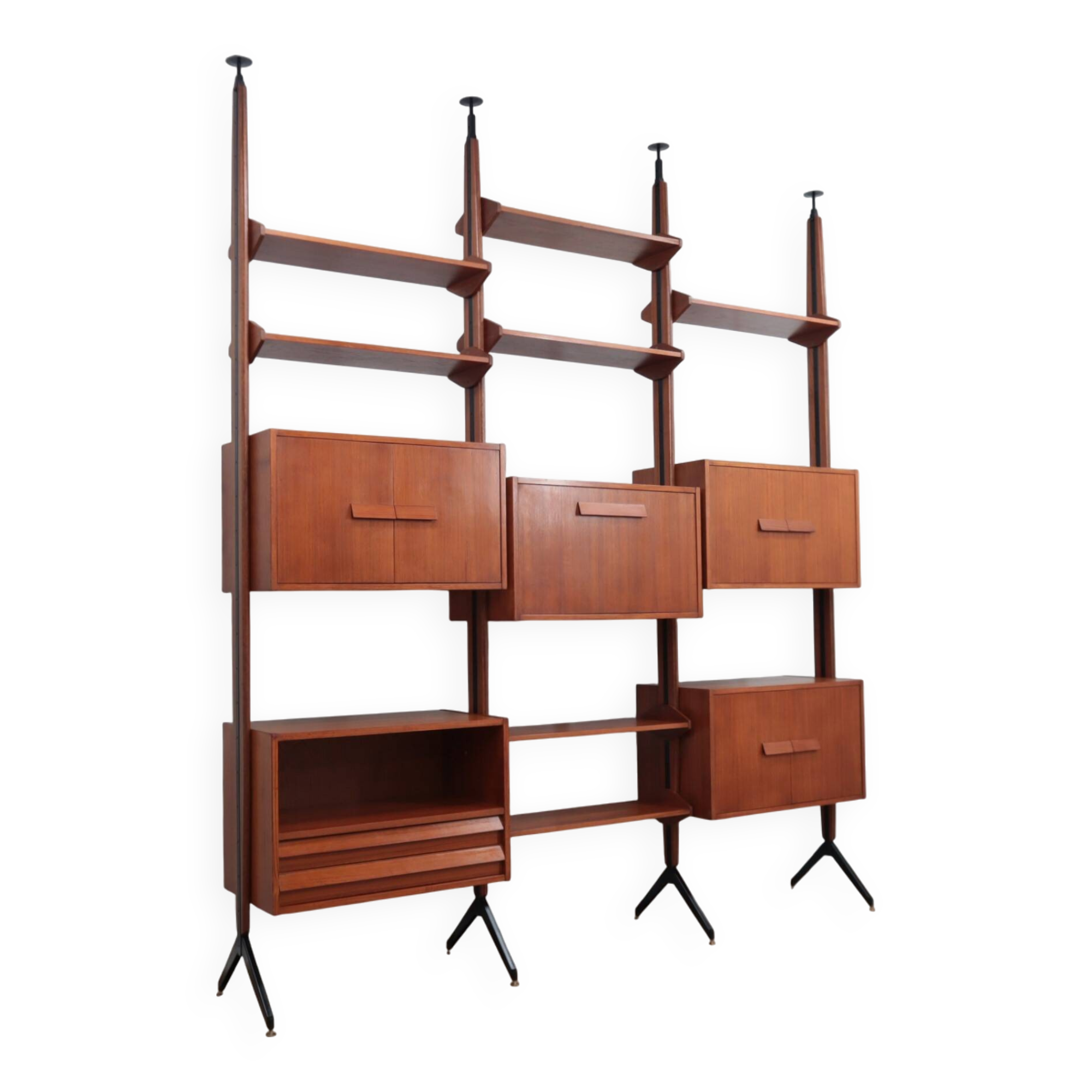 Mid century teak modular bookcase AV Arredamenti 1960s