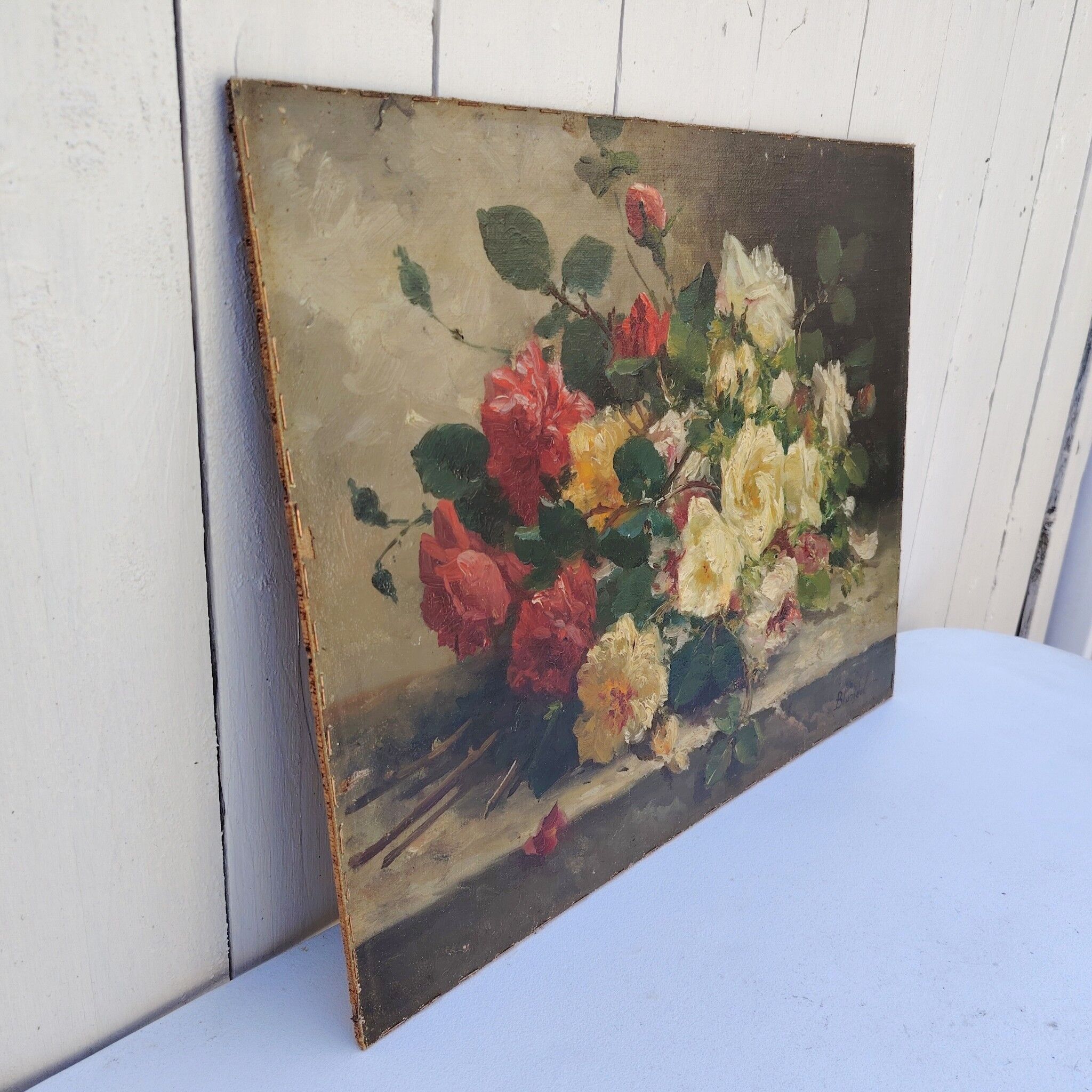 Oil on canvas, bouquet of flowers, signed Blondel.