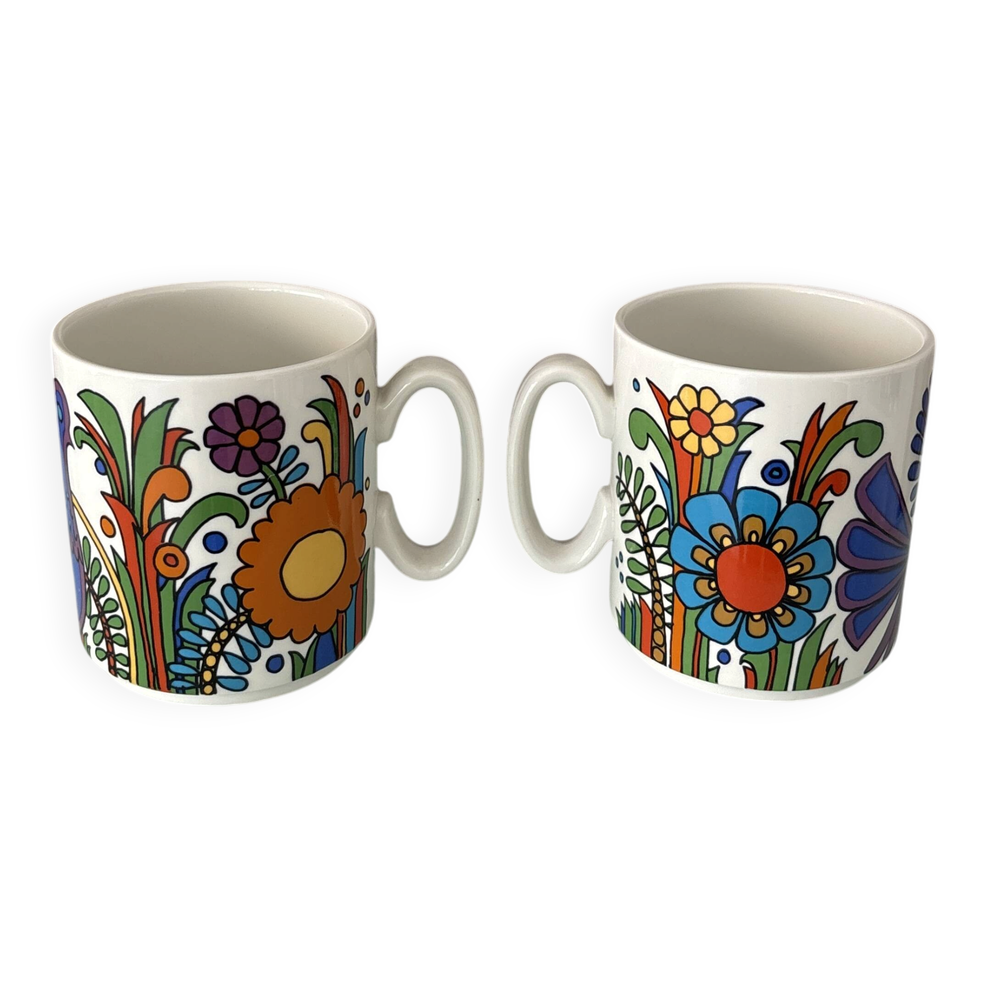 Pair of Villeroy & Boch Acapulco Mugs | 1970s Floral Design