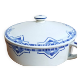 Plat de service soupière Art déco faïence St Amand