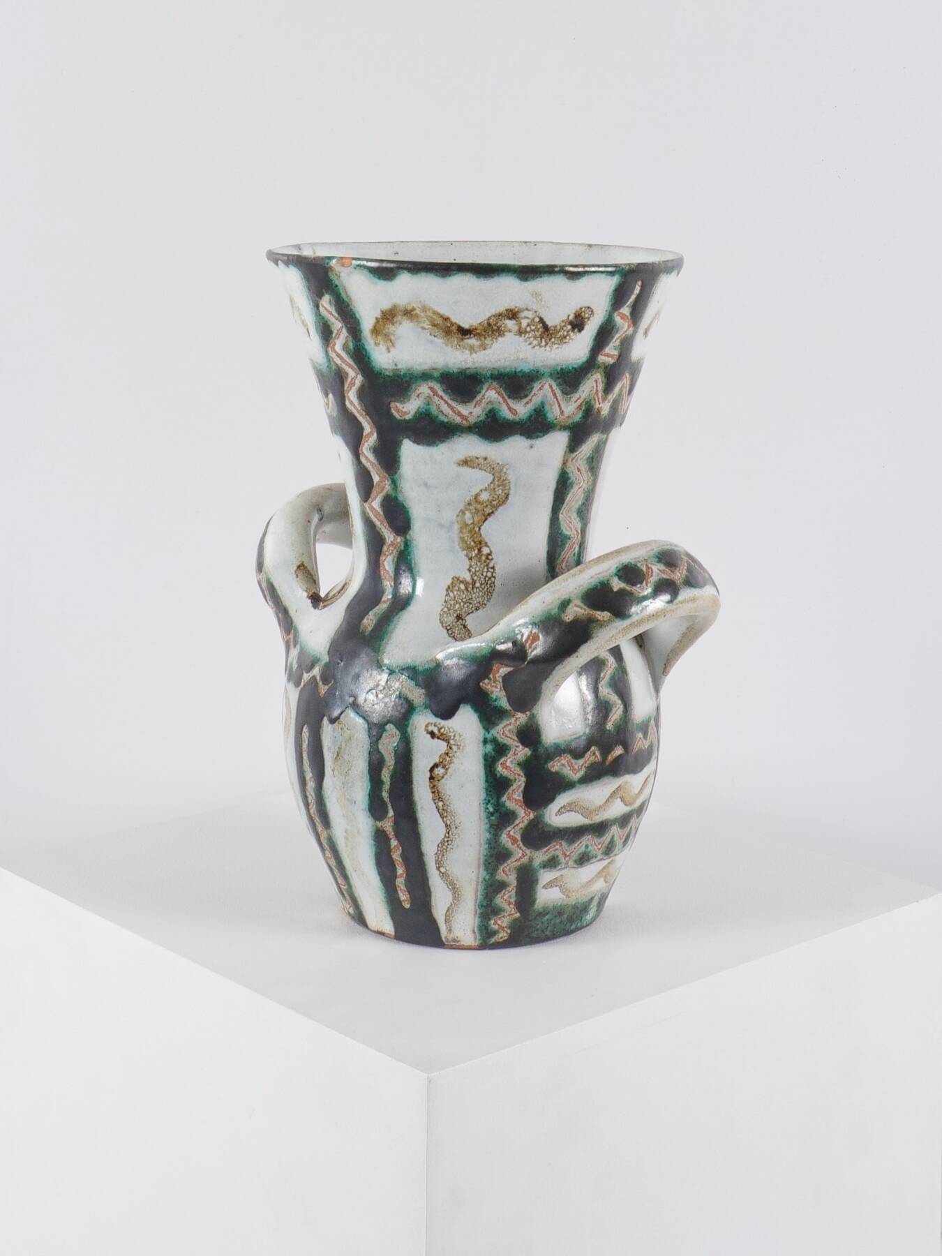 Ceramic vase with handles by Robert Picault, France, circa 1960.