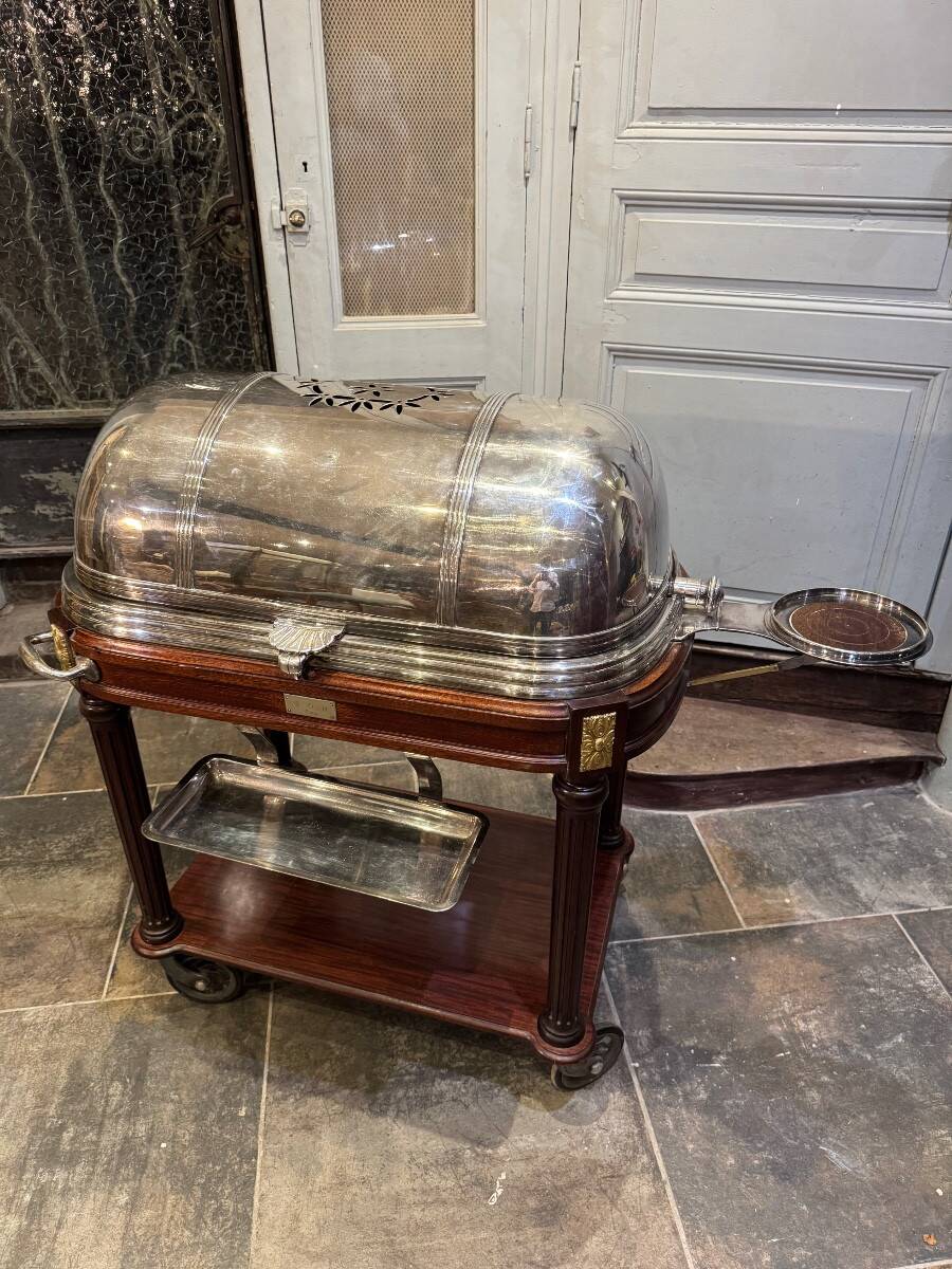 Silver-plated metal cutting trolley in the Louis XVI style