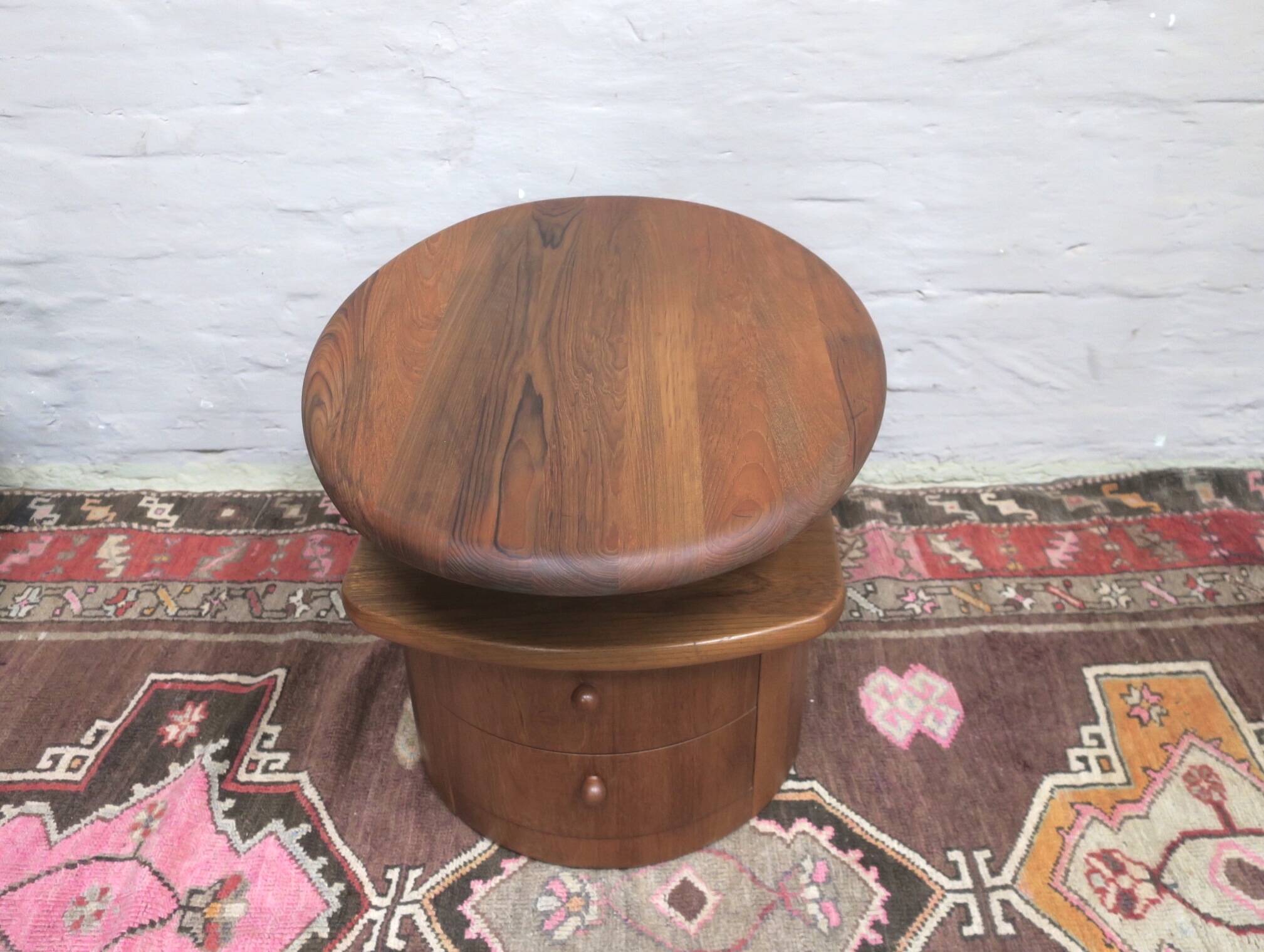 Solid teak oval coffee table with swivel top by Silkeborg, Denmark 1960-70