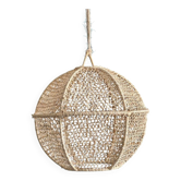raffia ball pendant light, wicker pendant light, light fixture, raffia lampshade